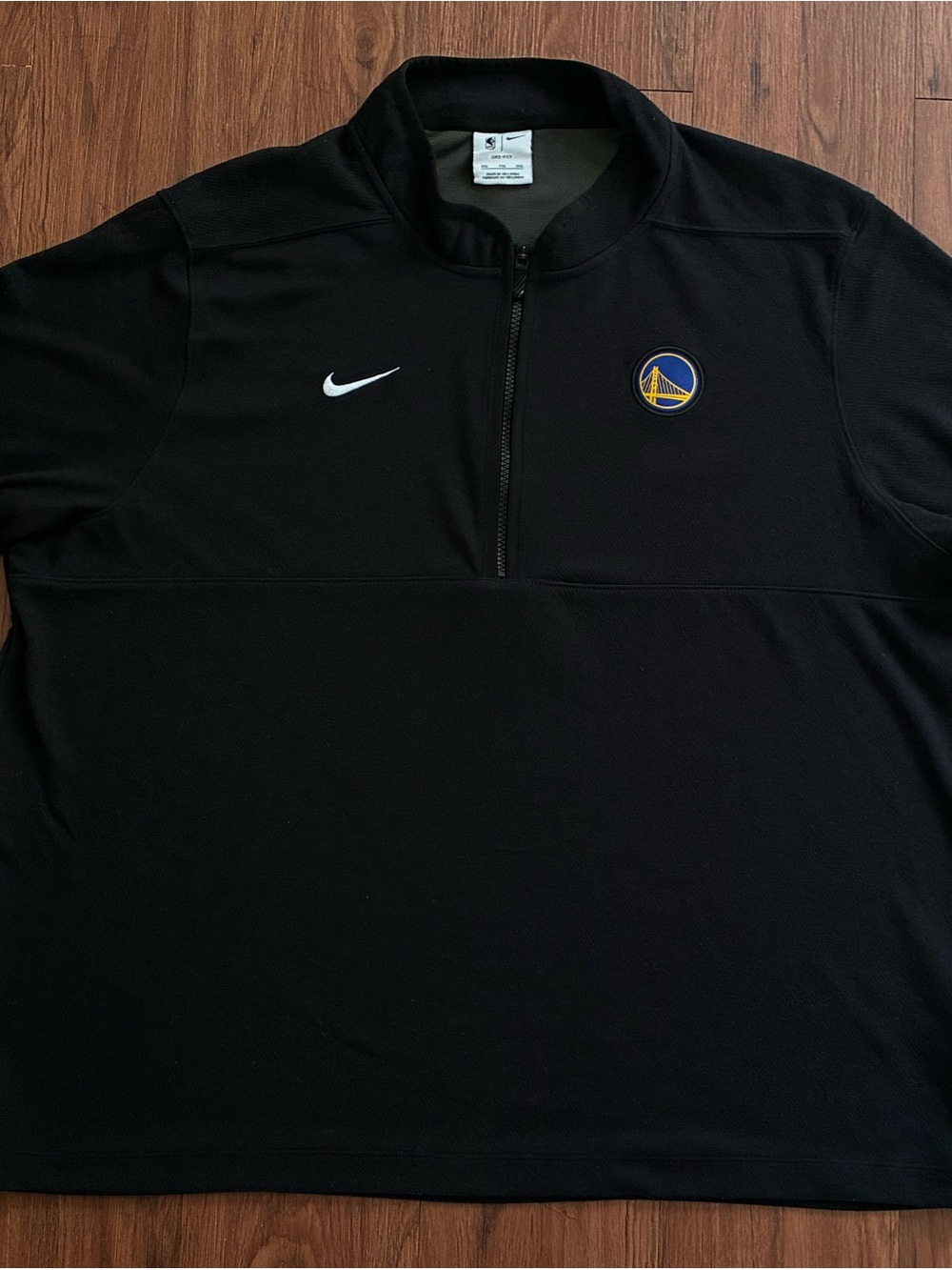 Nike Black Golden State Warriors Half-Zip Pullover with White Swoosh